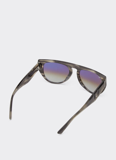 Ferrari Ferrari sunglasses in grey striped acetate with mirror lenses Blu Scozia F1203f