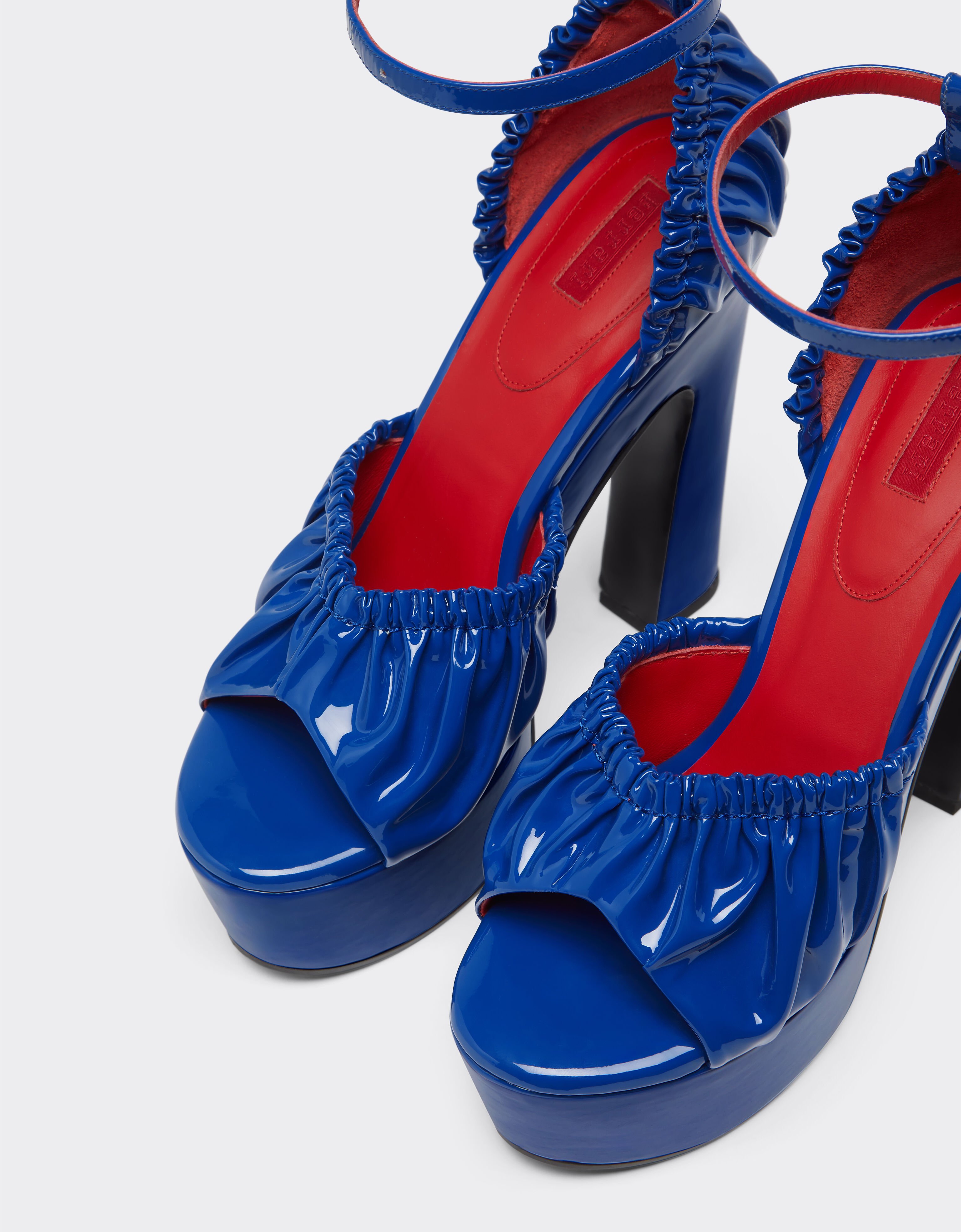 Ferrari Patent leather sandals with platform heel and strap Klein Blue 22066f