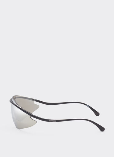 Ferrari Ferrari shield sunglasses in black metal with silver mirror lens Black Matt F1528f