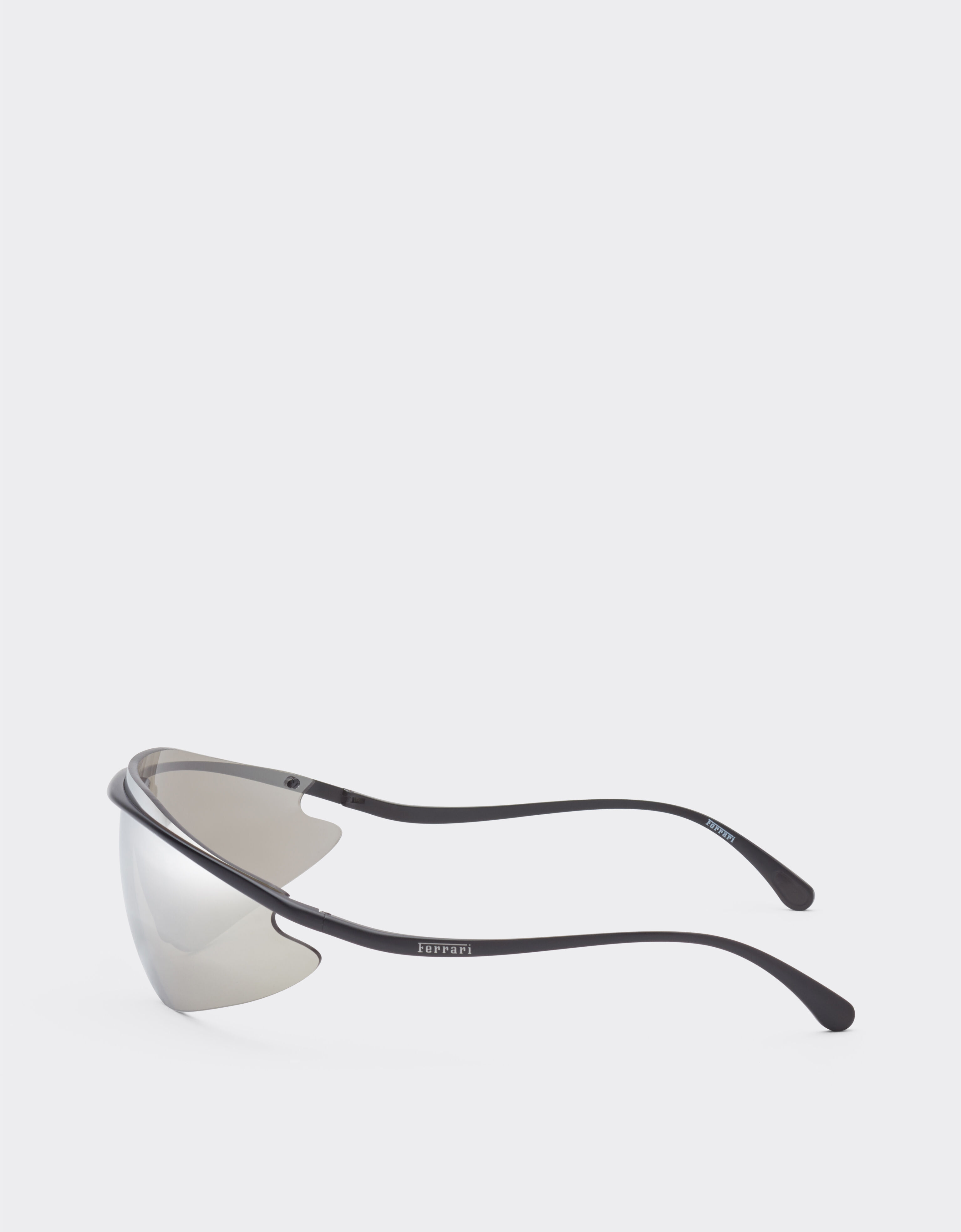 Ferrari Ferrari shield sunglasses in black metal with silver mirror lens Black Matt F1528f