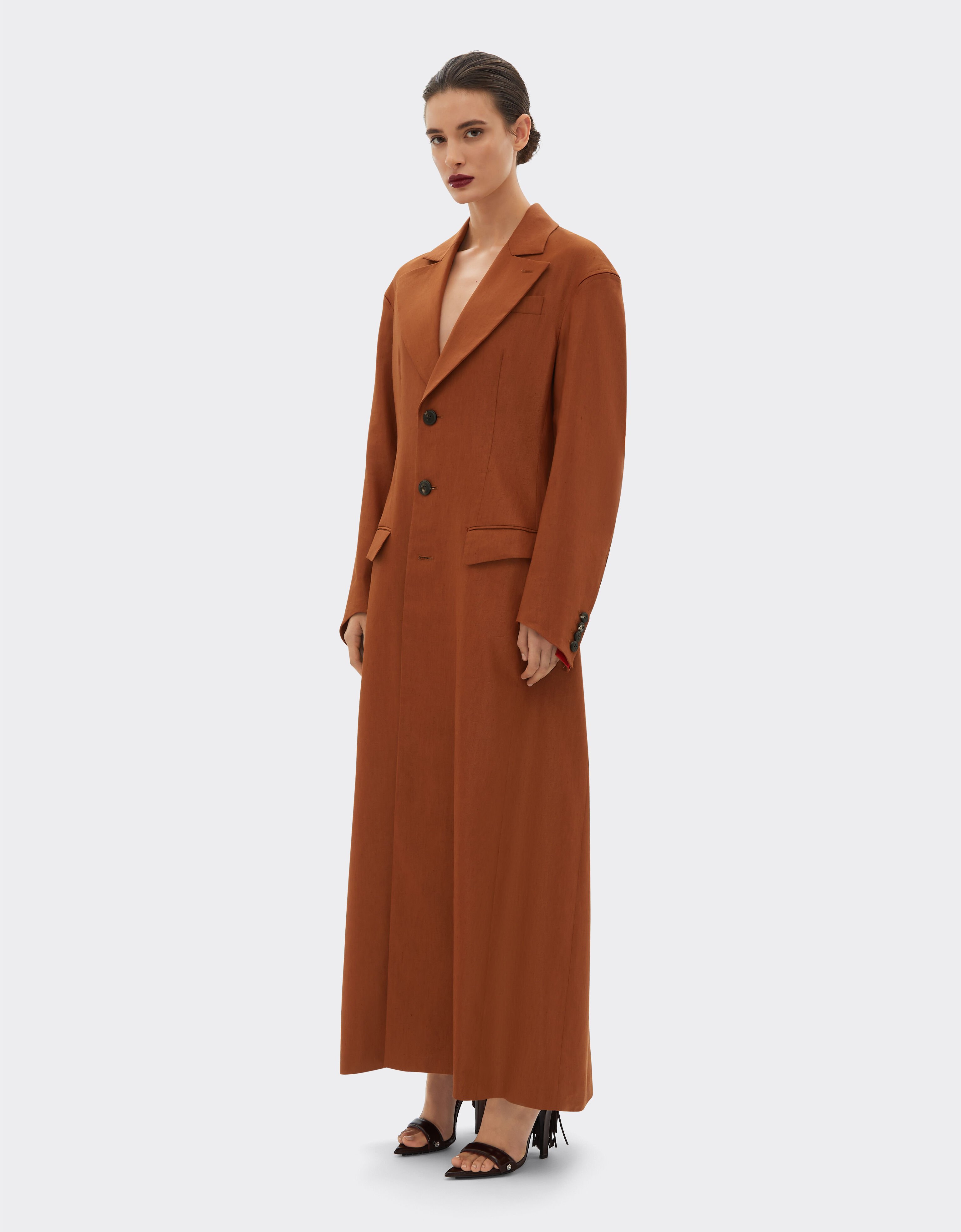 Ferrari Coat in linen and viscose gabardine Tabacco 22087f