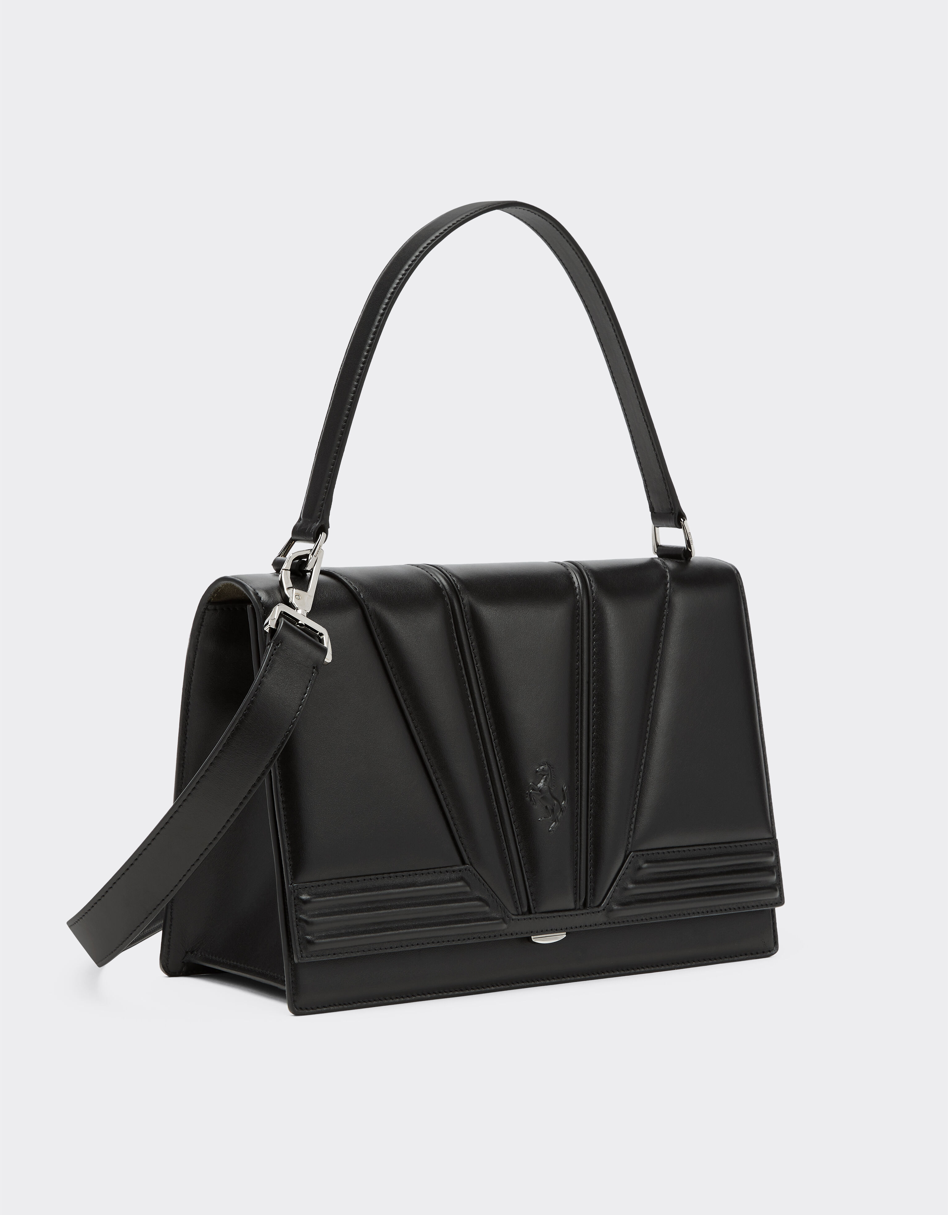 Ferrari Crossbody bag in smooth leather with 3D motifs Black 20324f