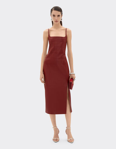 Ferrari Robe midi en cuir nappa effet cerf Rouge Maison 49913f