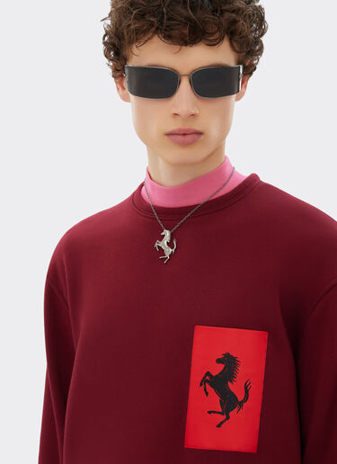 Ferrari Cotton jumper with Prancing Horse pocket Burgundy 20129f