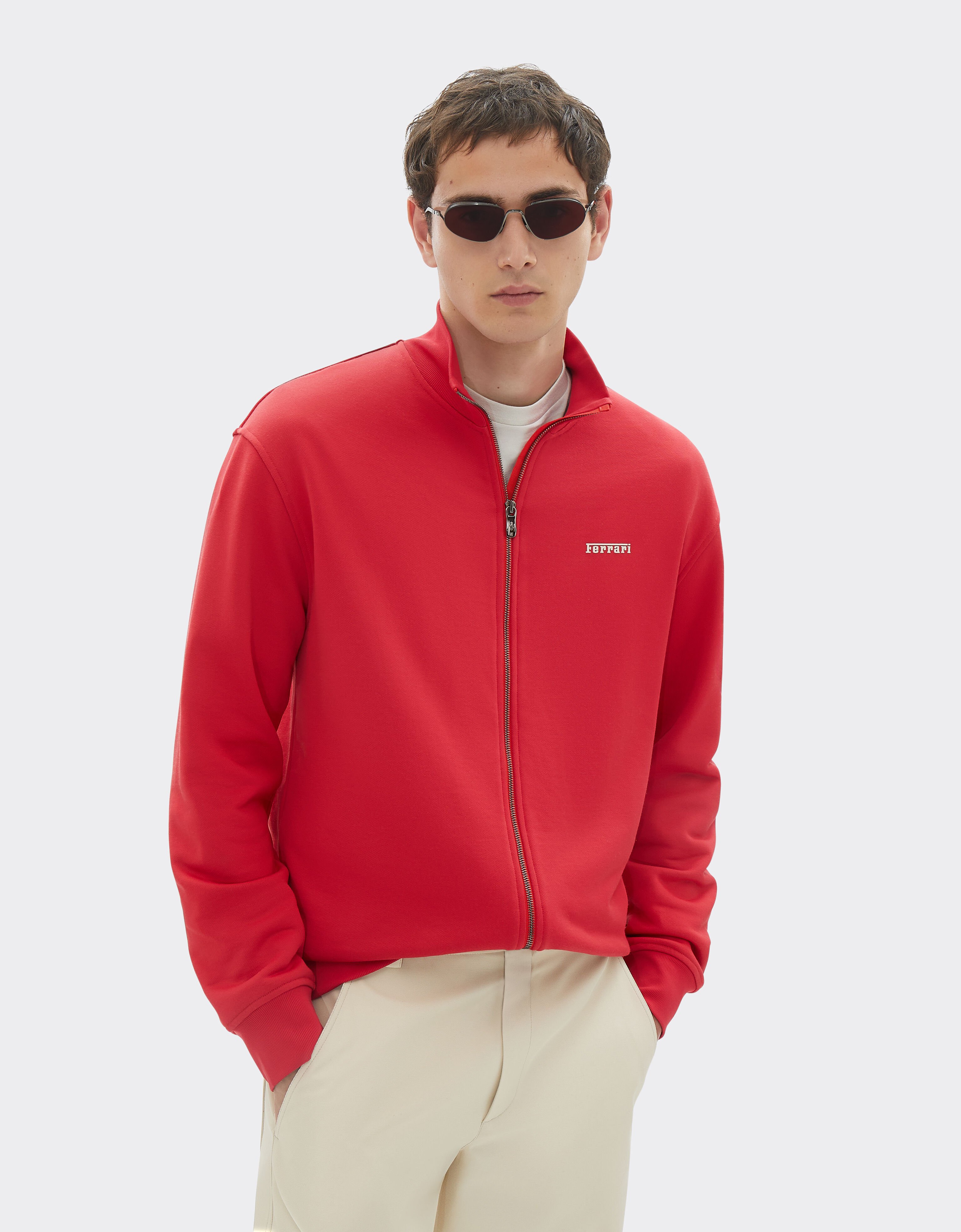 Ferrari Sweater in technical fabric with zip Racing red 21192f