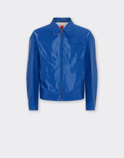 Ferrari Bomber jacket in liquid leather Ficus Green 22076f