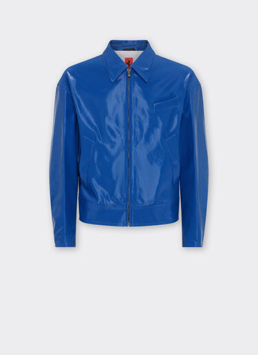 Ferrari Bomber jacket in liquid leather Klein Blue 21882f