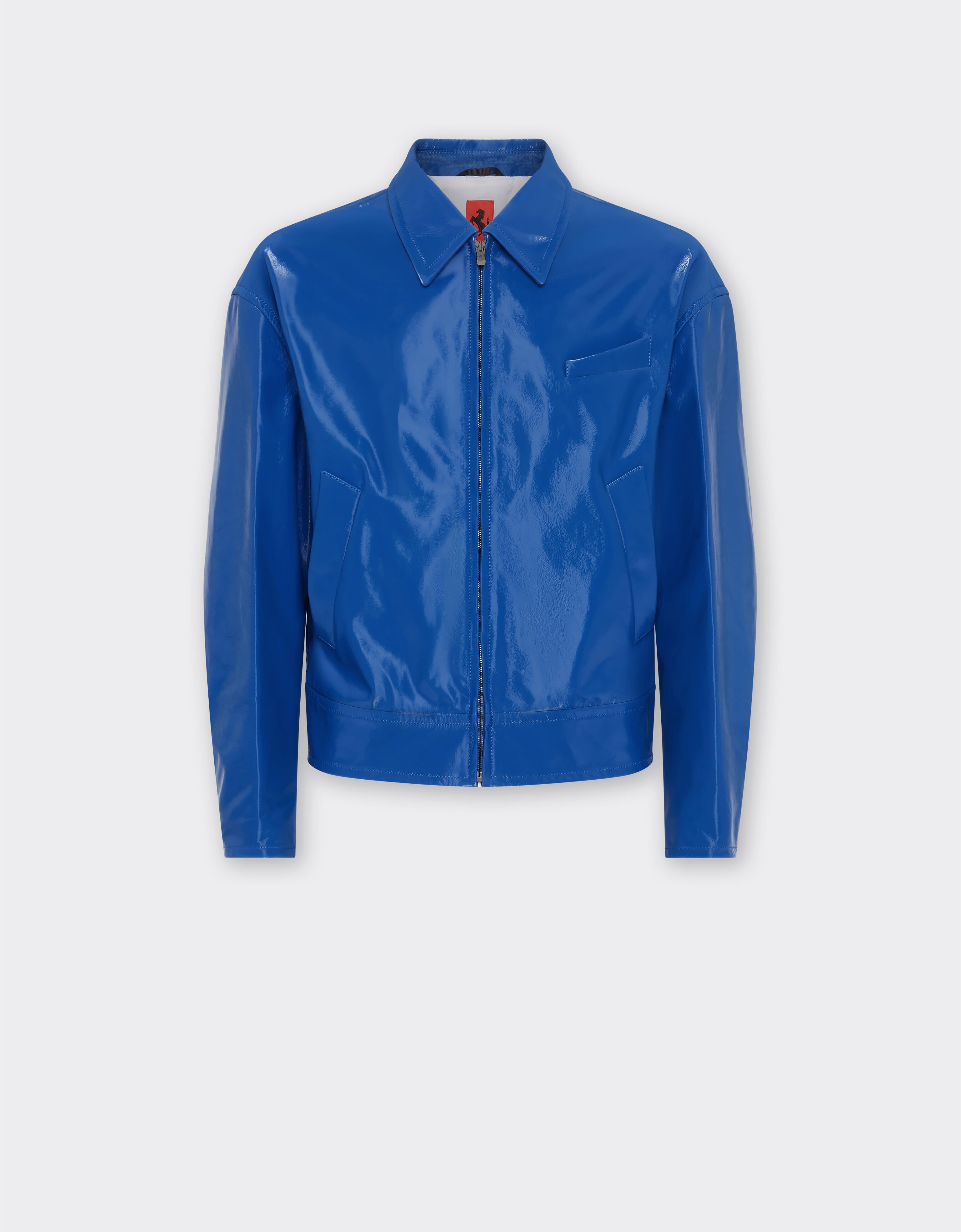 Ferrari Bomber jacket in liquid leather Klein Blue 21882f