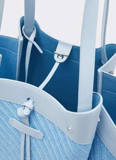 Ferrari Tote bag Ferrari grande in rafia e pelle Blu Acciaio 49110f