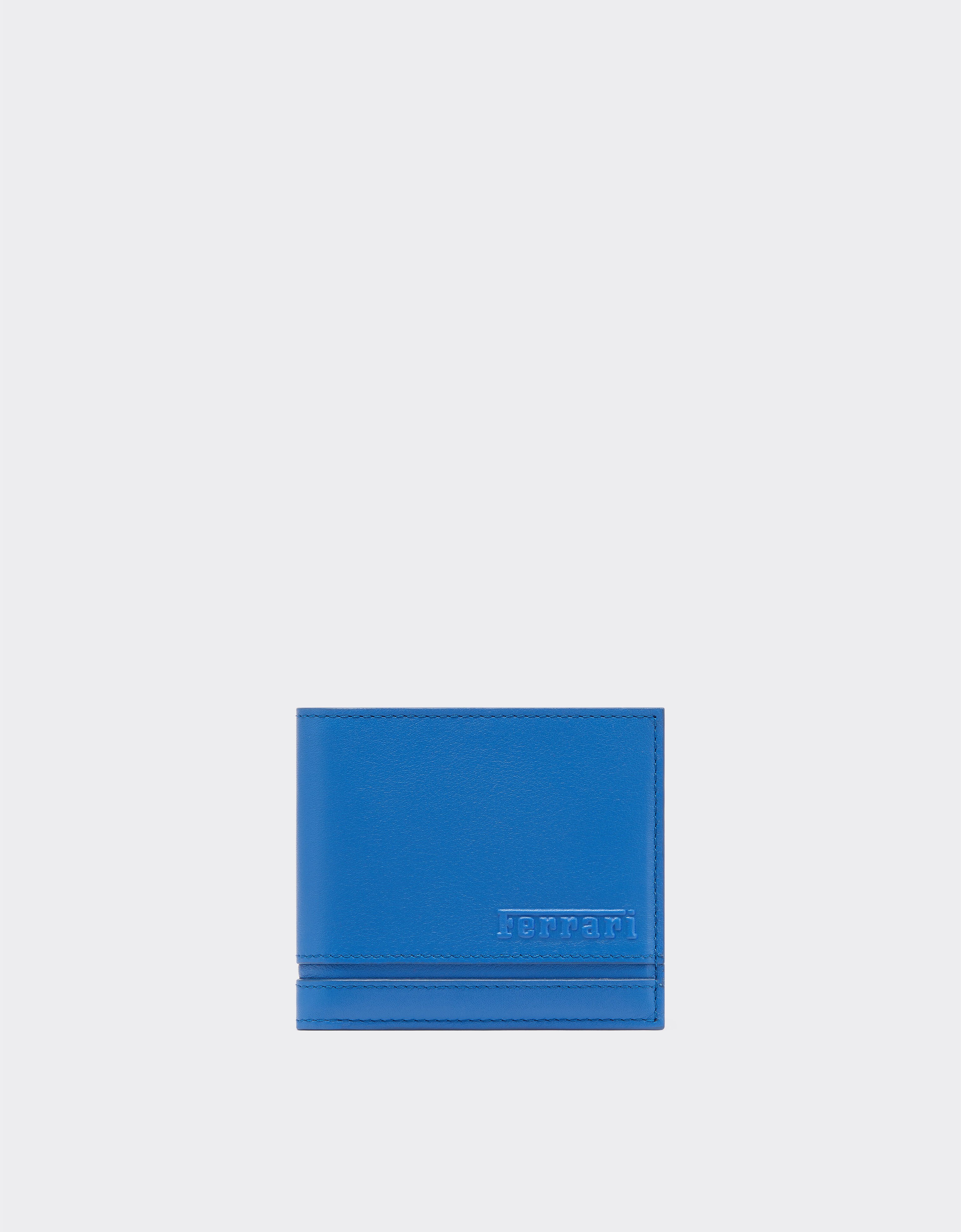 Ferrari Horizontal wallet in smooth nappa leather Klein Blue 22198f