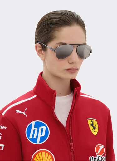 Ferrari Ray-Ban for Scuderia Ferrari RB3762M in gunmetal grey metal with polarised gradient grey lenses Ingrid LA016f