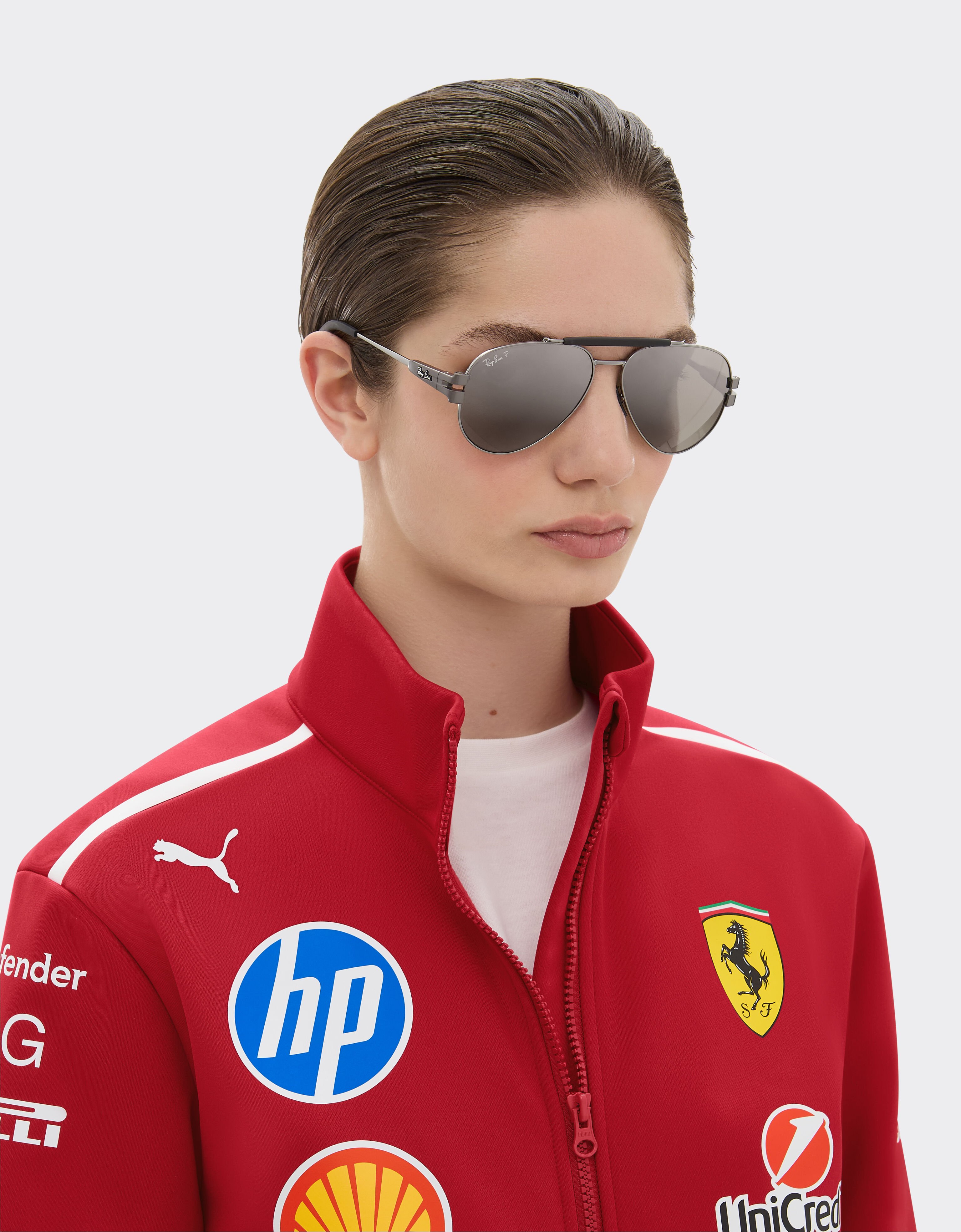 Ferrari Ray-Ban for Scuderia Ferrari RB3762M in gunmetal grey metal with polarised gradient grey lenses Ingrid LA016f