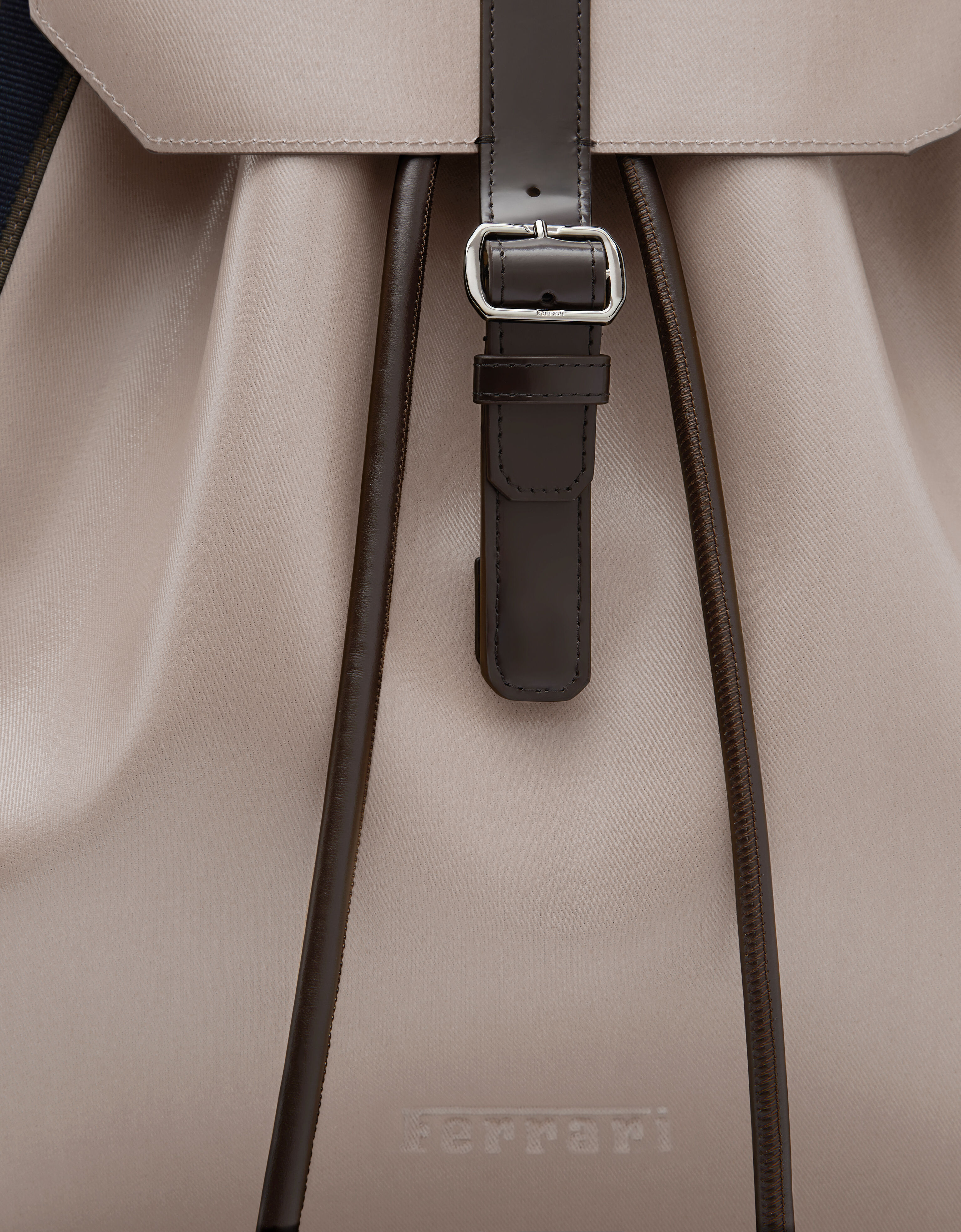 Rucksack in coated canvas with leather details in Ebony Ferrari