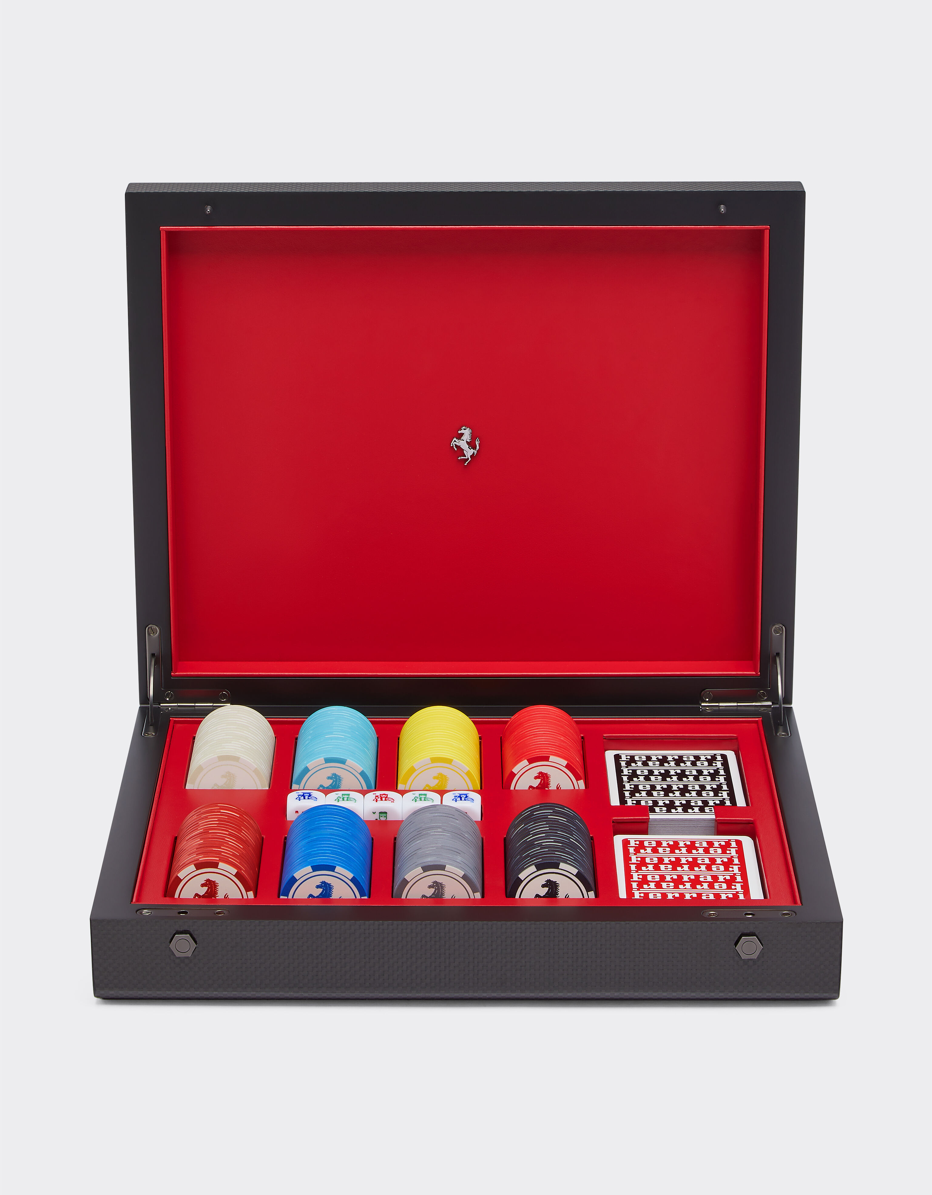 Ferrari Set da poker con scatola in legno e fibra di carbonio Nero 48588f
