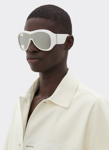 Ferrari Limited Edition Ferrari white leather covered sunglasses with silver mirror lens Optical White F1246f