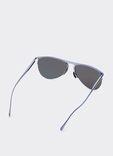 Ferrari Fliederfarbene Ferrari-Sonnenbrille aus Metall mit fliederfarbenen verspiegelten Gläsern Mattschwarz F1534f