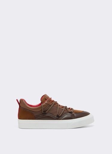 Low-top trainers in smooth and suede leather Ferrari Low-top trainers in smooth and suede leather Caffè CSMLT0006XA00015f