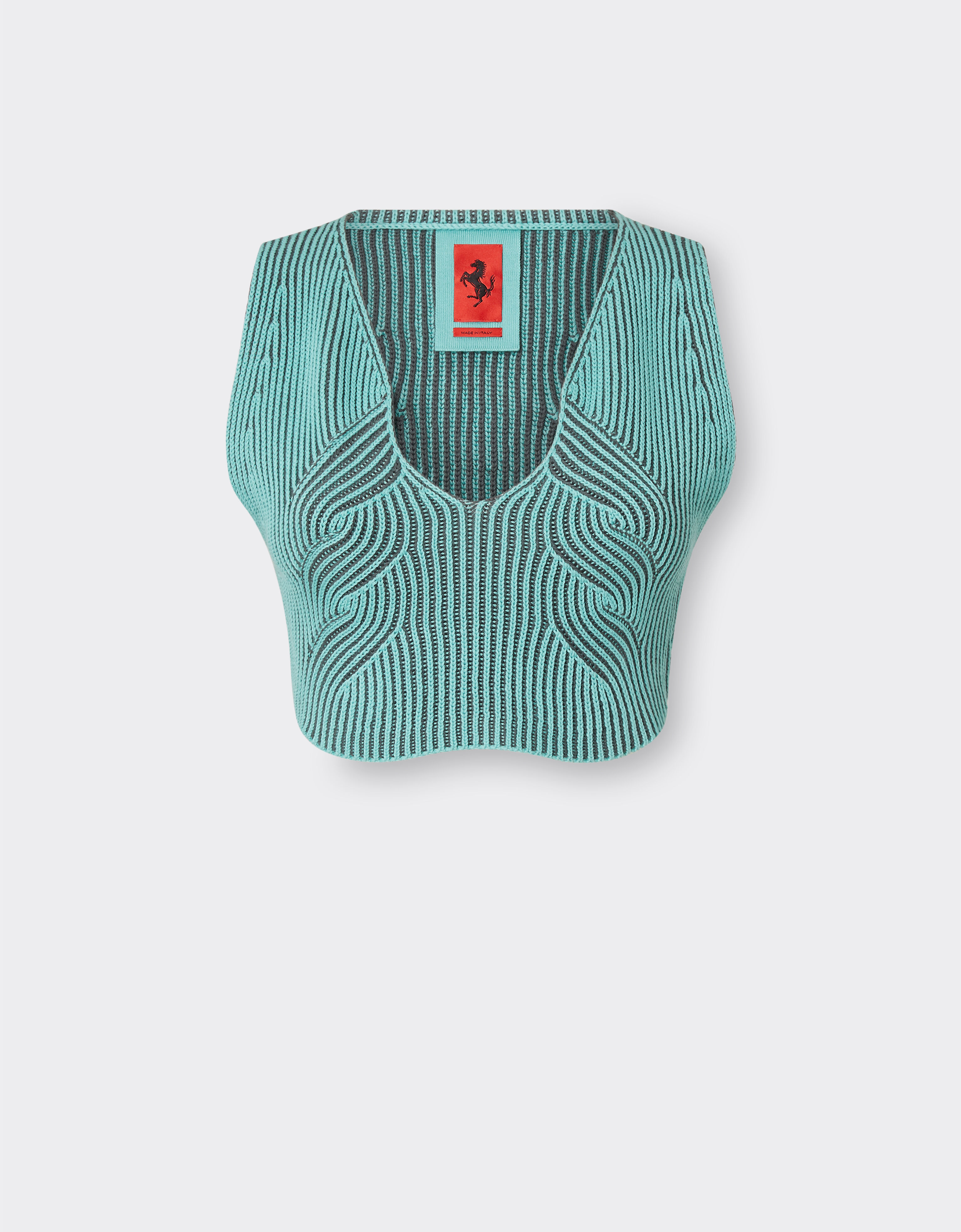 Ferrari Cotton-yarn top with circuit motif Optical White 20692f