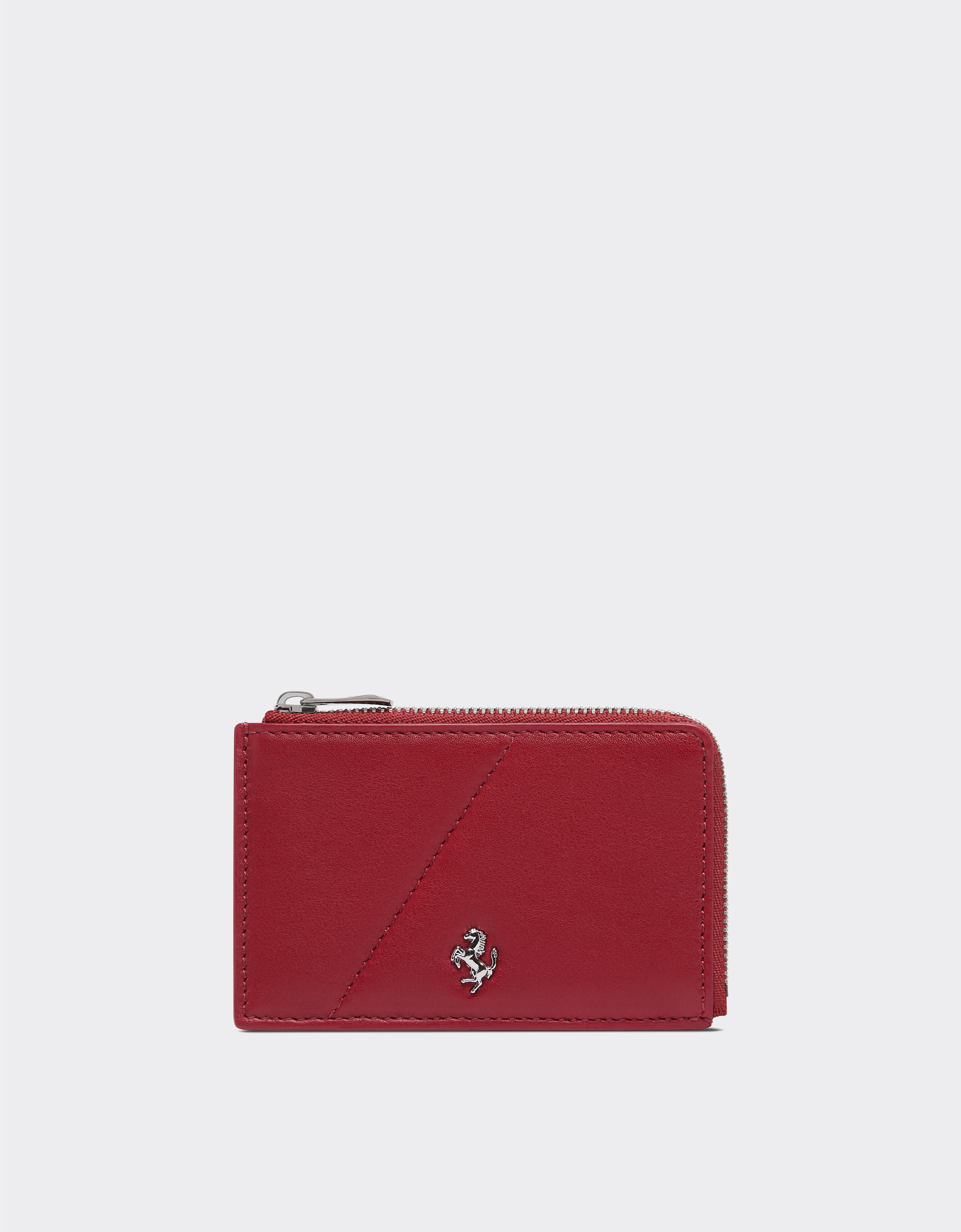 Ferrari Leather card holder with zip Maison Red 50622f