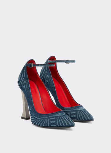 Ferrari Court shoes in denim with strap and livery motif Light Denim 21109f