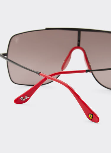 Ferrari Ray-Ban für Scuderia Ferrari RB3697MF aus schwarzem Metall mit violettem, verspiegeltem Glas Schwarz F1504f
