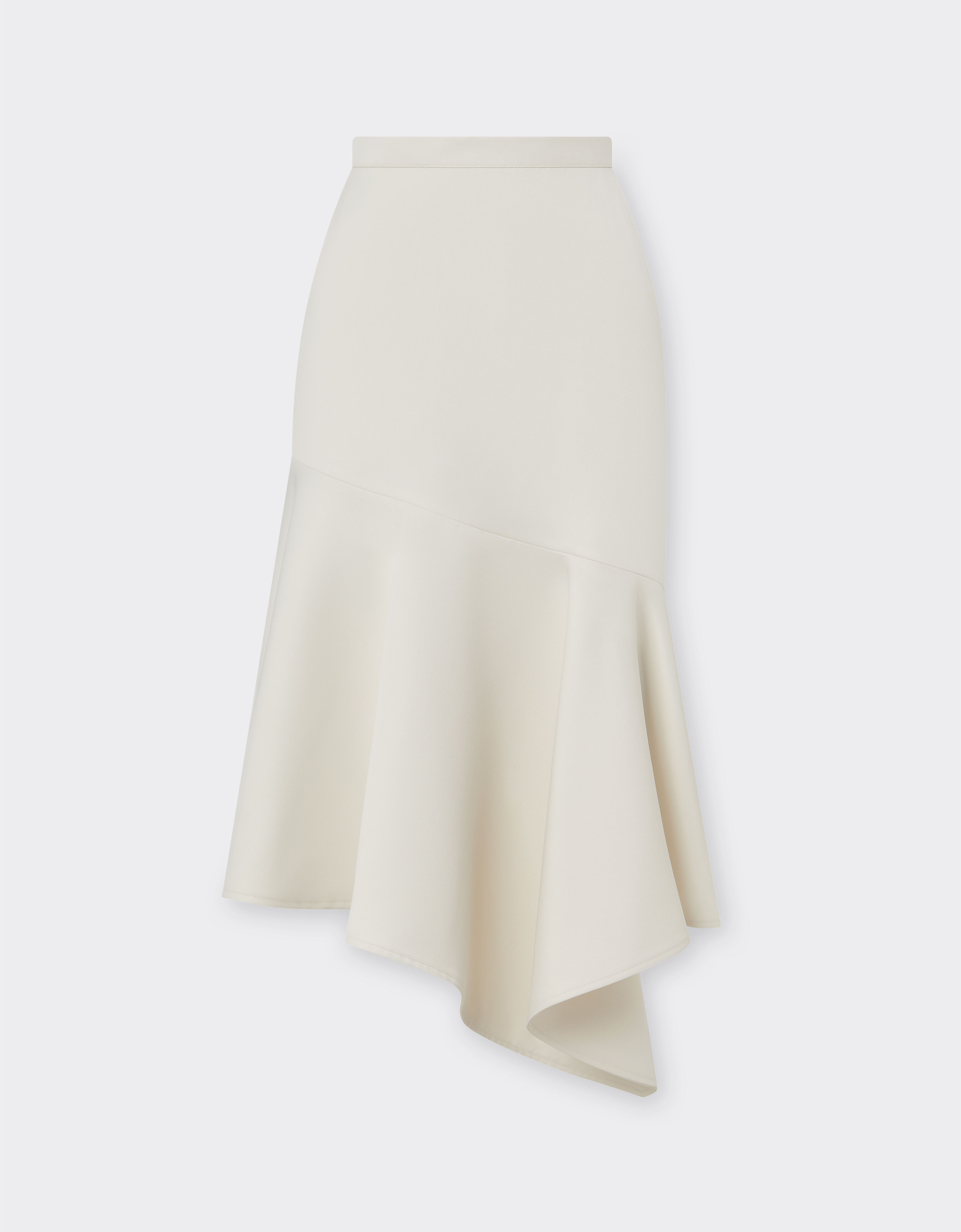 Ferrari Duchesse twill midi skirt with ruffles Ivory 20999f