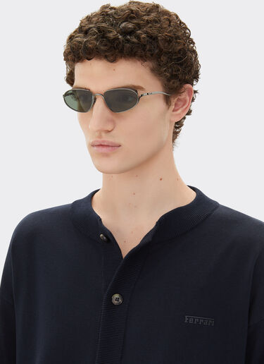 Ferrari Ferrari sunglasses in gunmetal grey titanium with green lenses Ingrid LA02Tf