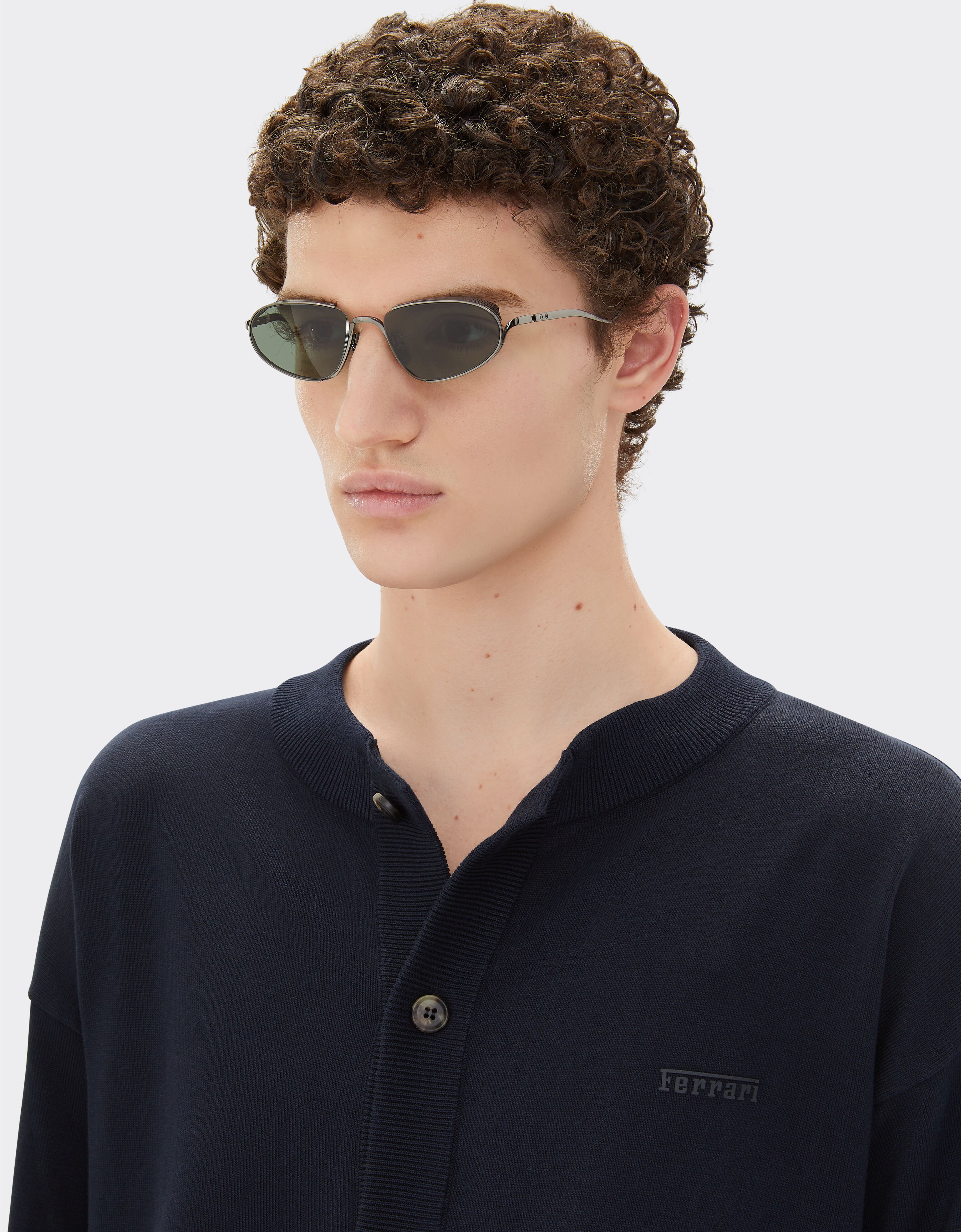 Ferrari Ferrari sunglasses in gunmetal grey titanium with green lenses Ingrid LA02Tf