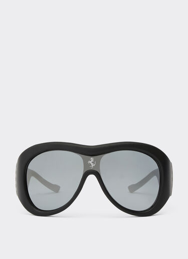 Ferrari Limited Edition Ferrari black leather covered sunglasses with black mirror lens Black F1245f