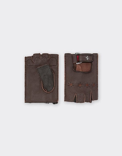 Ferrari Fingerless leather driving gloves Tabacco 47148f