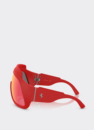 Ferrari Red Ferrari Limited Edition shield sunglasses in injected material and leather with red mirror lens Red F1580f