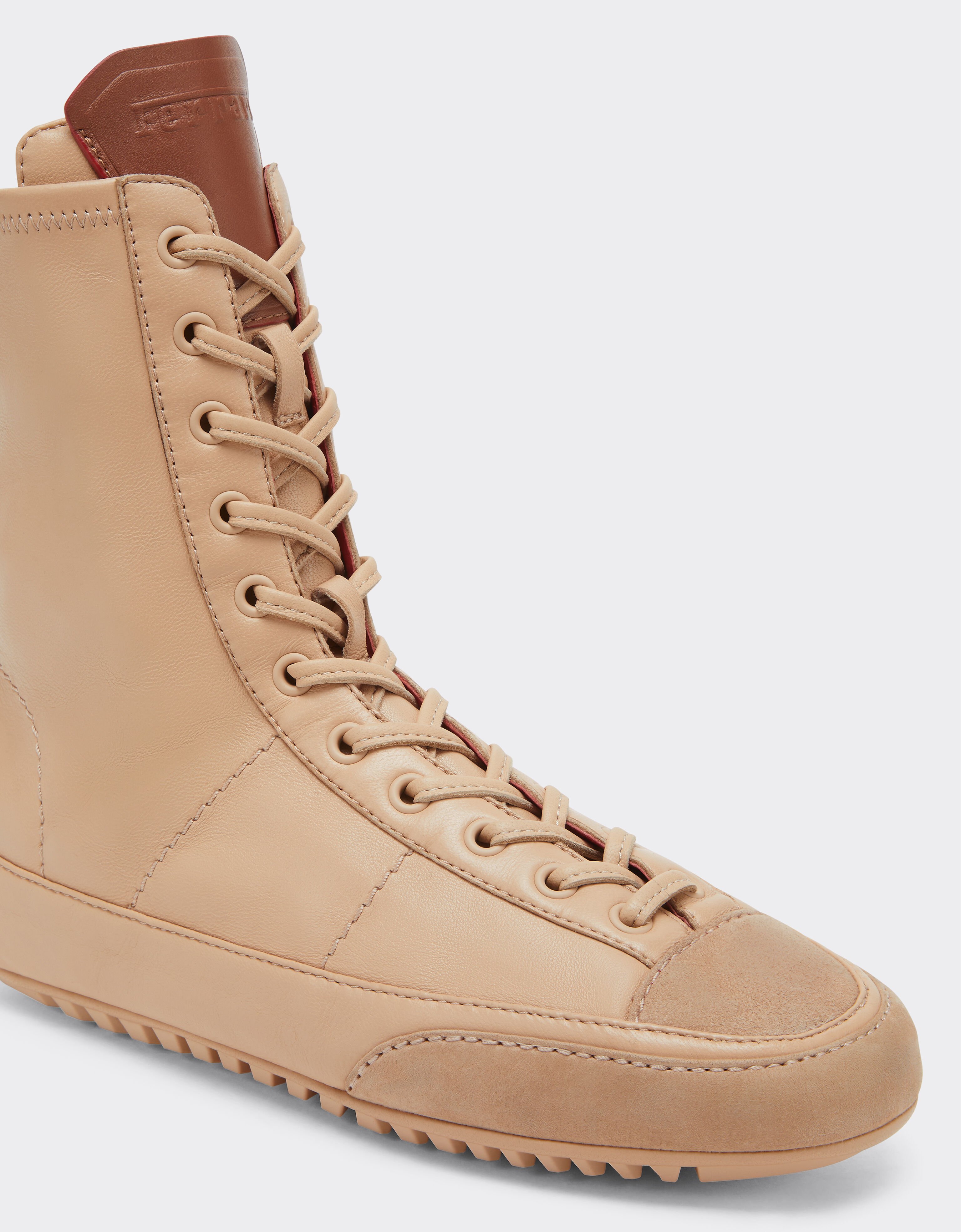 Ferrari Nappa leather and suede high-top driver sneaker Nude 22738f