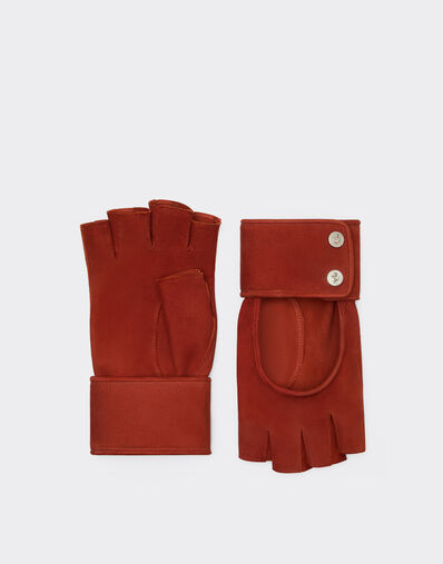Ferrari Fingerless gloves in suede Rust 22213f