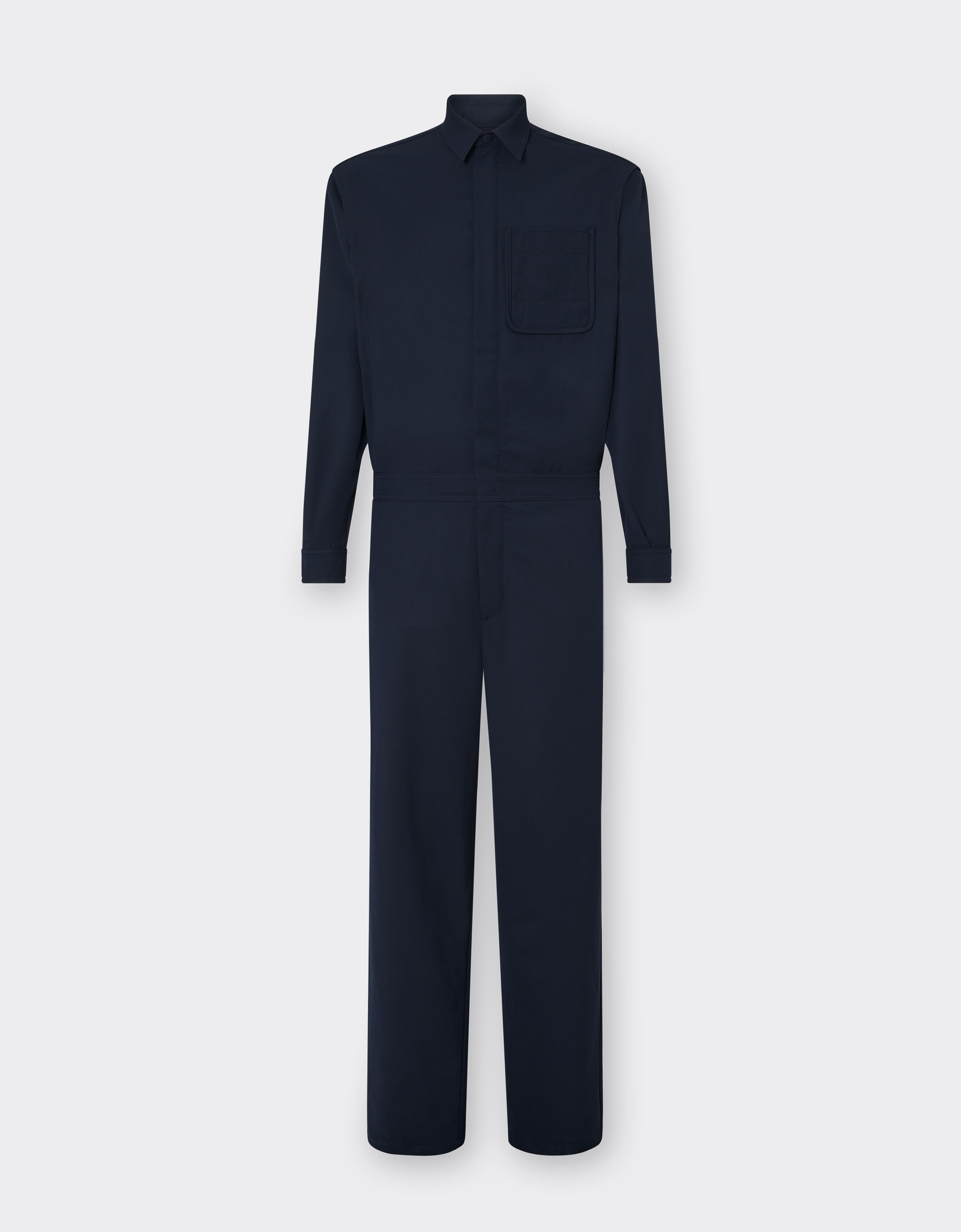 Ferrari Jumpsuit in technical wool with breast pocket with 7X7 checked motif Blu Scozia 47525f