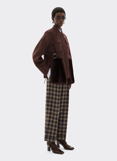 Ferrari Shearling caban with 7X7 check pattern Espresso 22582f