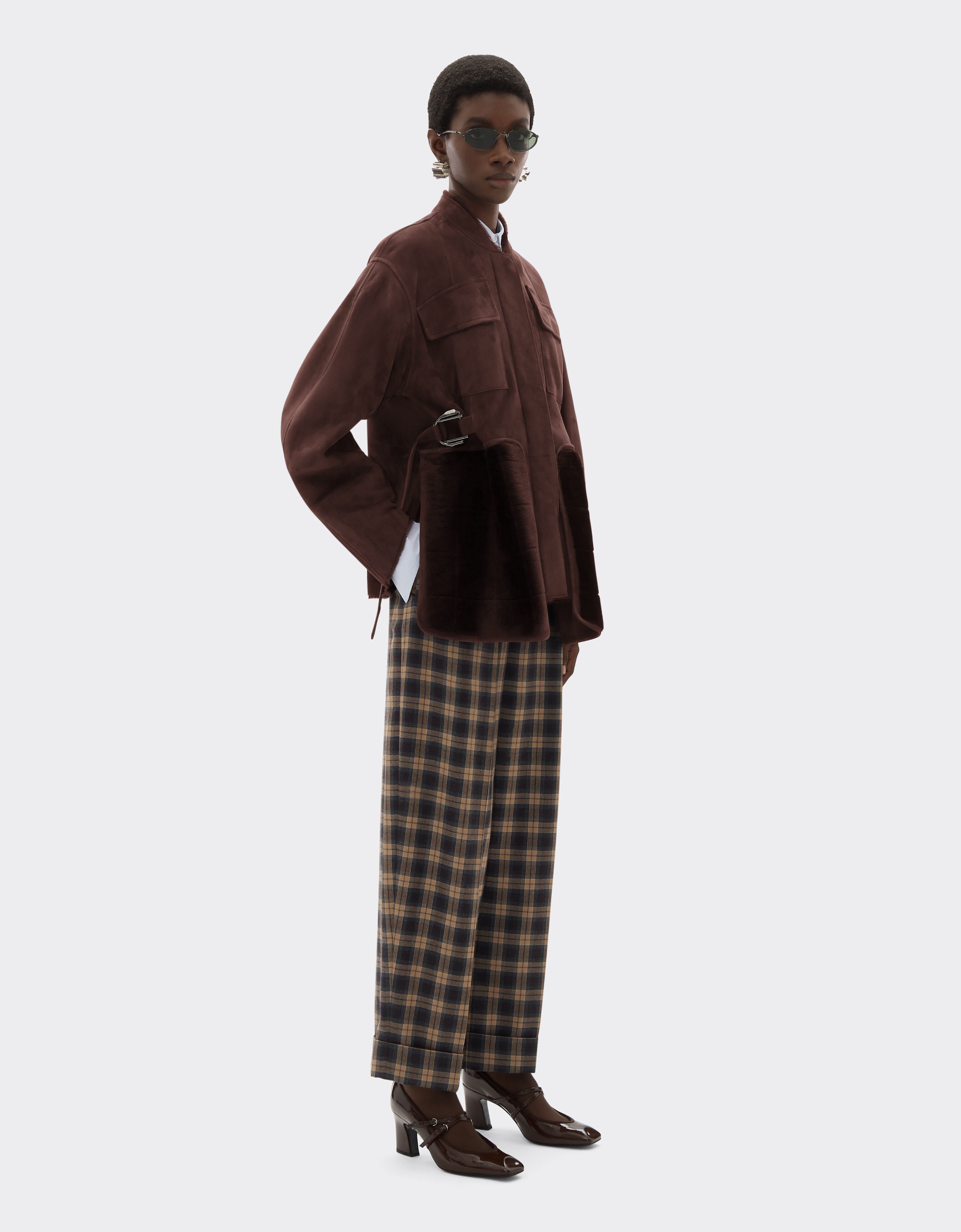 Ferrari Shearling caban with 7X7 check pattern Espresso 22582f