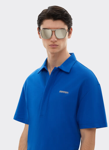 Ferrari Polo de algodón orgánico con logotipo Ferrari Azul Klein 21819f