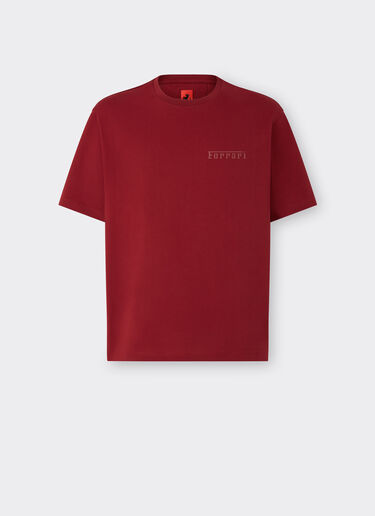 Ferrari 法拉利徽标棉质 T 恤 酒红色 21135f