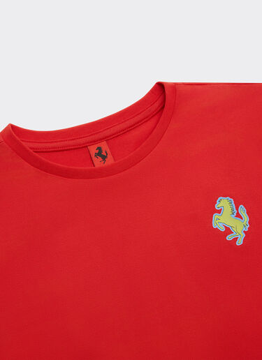 Ferrari T-shirt with Prancing Horse patch Rosso Corsa 48528fK