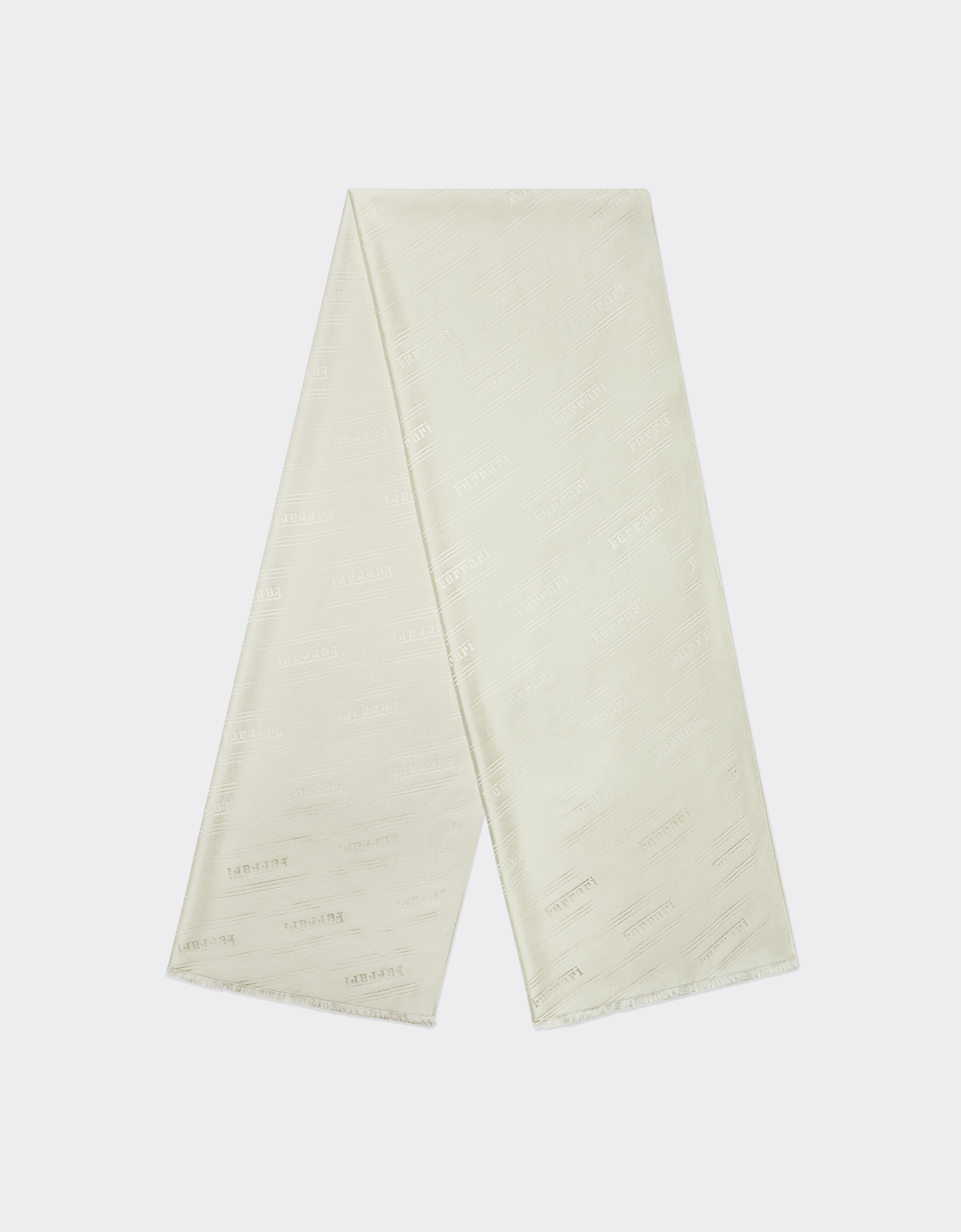 Ferrari Scarf in silk and cashmere with Ferrari motif Optical White 47073f