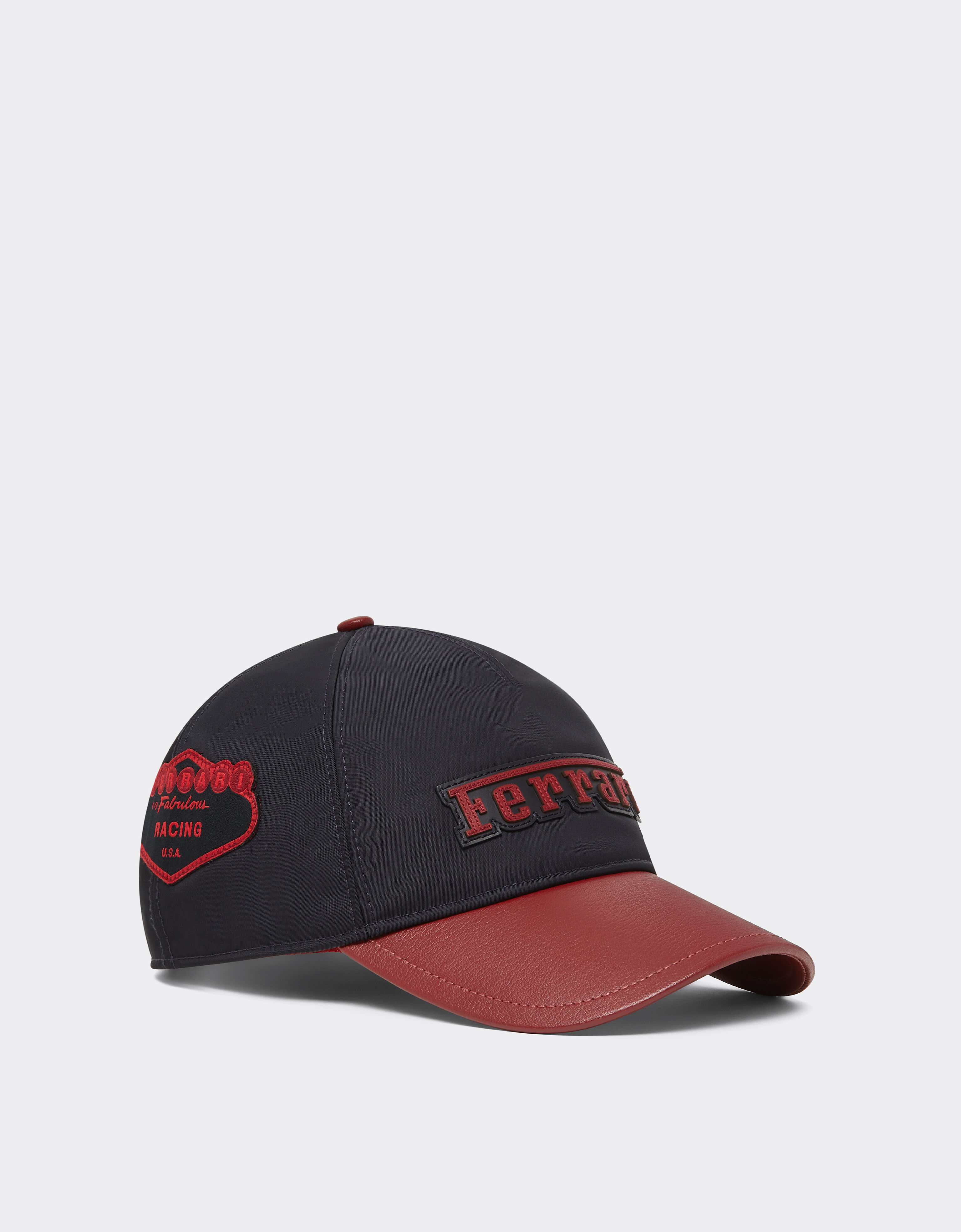 Ferrari Baseball cap in Q-Cycle® nylon and leather Navy 51166f