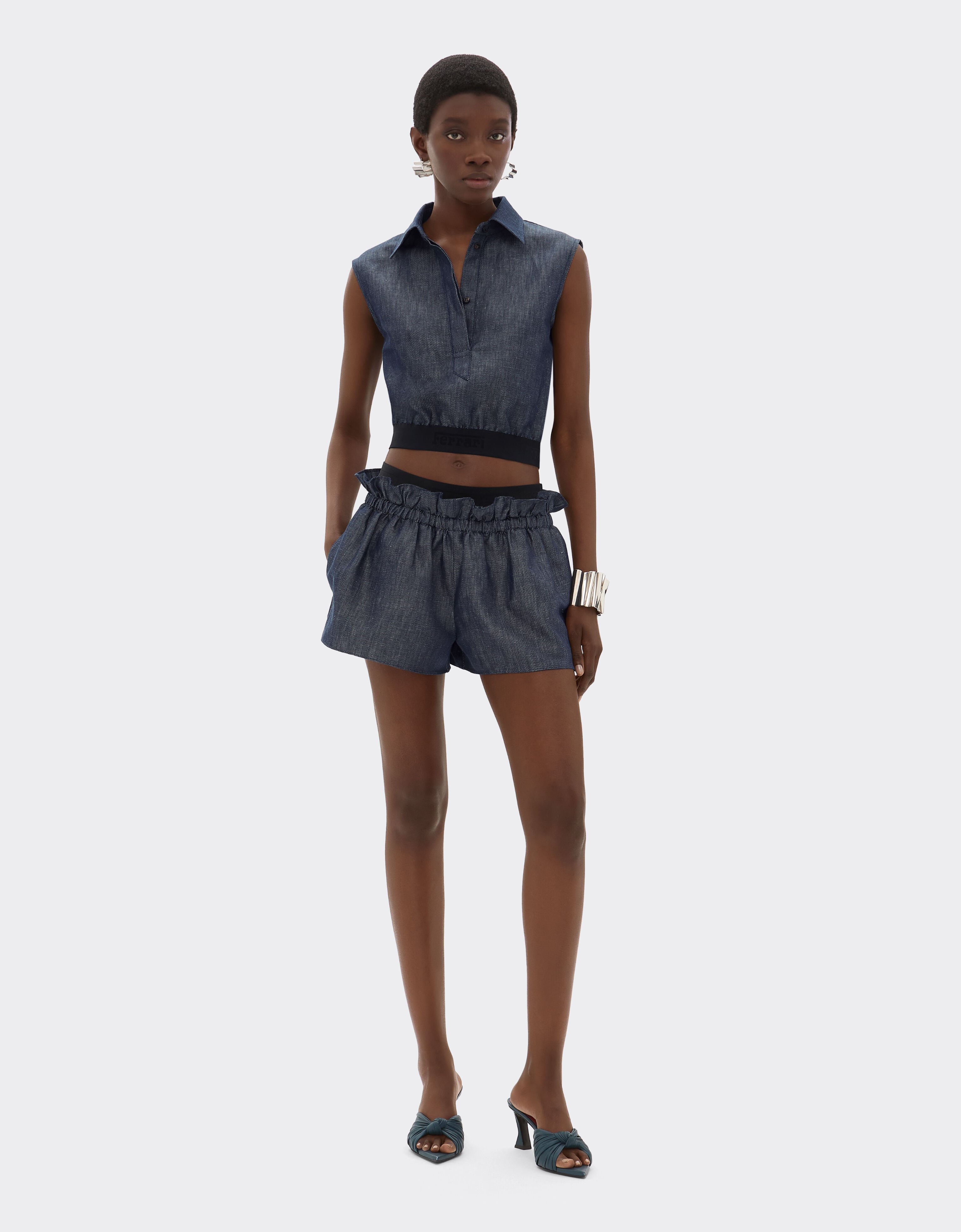 Ferrari Shorts in denim effect tricotine Dark Denim 22693f