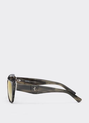 Ferrari Ferrari sunglasses in grey striped acetate with mirror lenses Blu Scozia F1203f