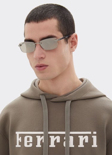 Ferrari Lunettes de soleil Ferrari en titane  argent brossé et acétate avec verres miroir blanc transparent doré Silver LA0L6f