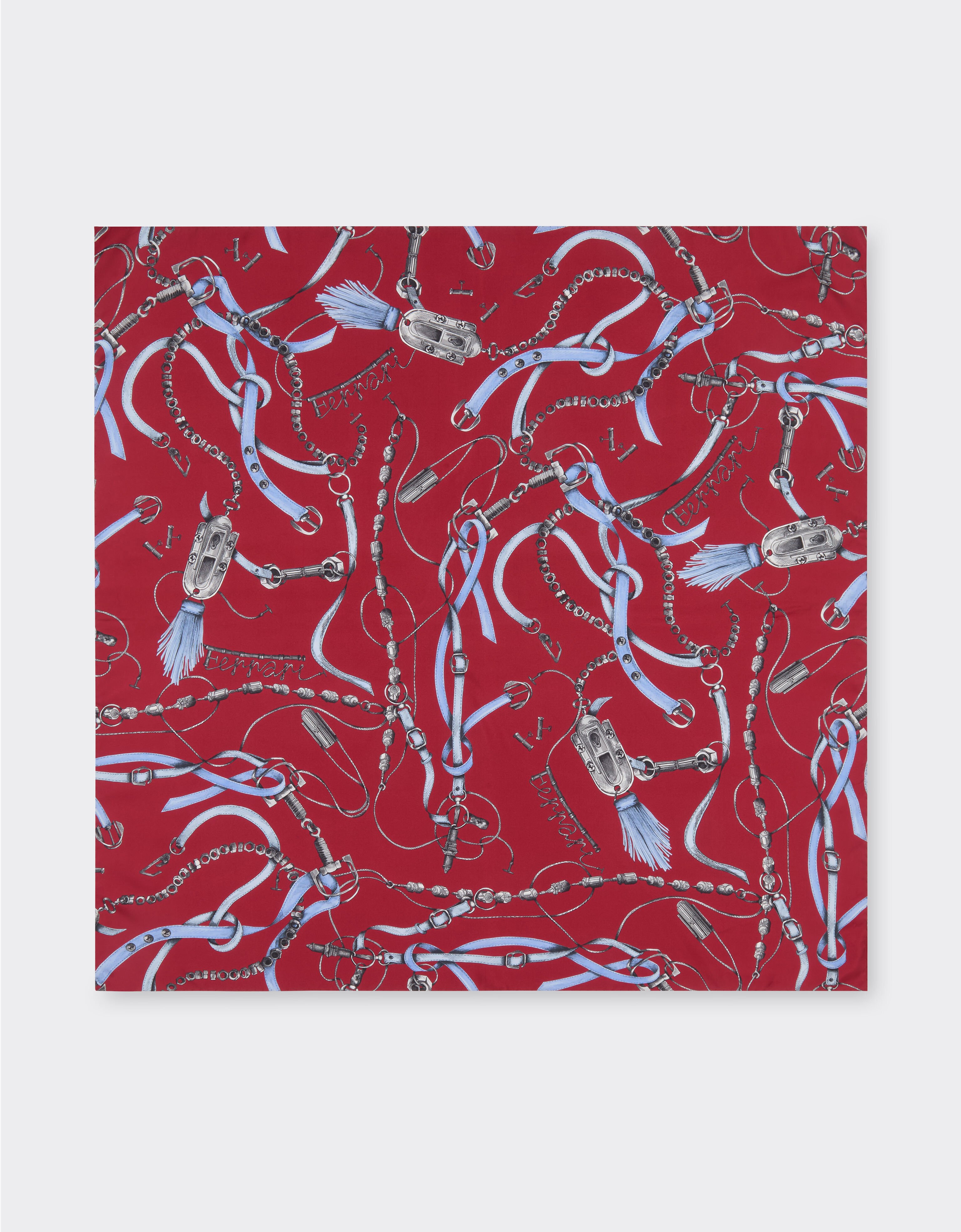 Ferrari Silk twill scarf with Ferrari Closet print Maison Red 50613f