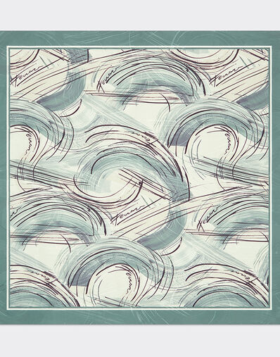 Ferrari Jacquard silk foulard with brushed print Ecru 21930f