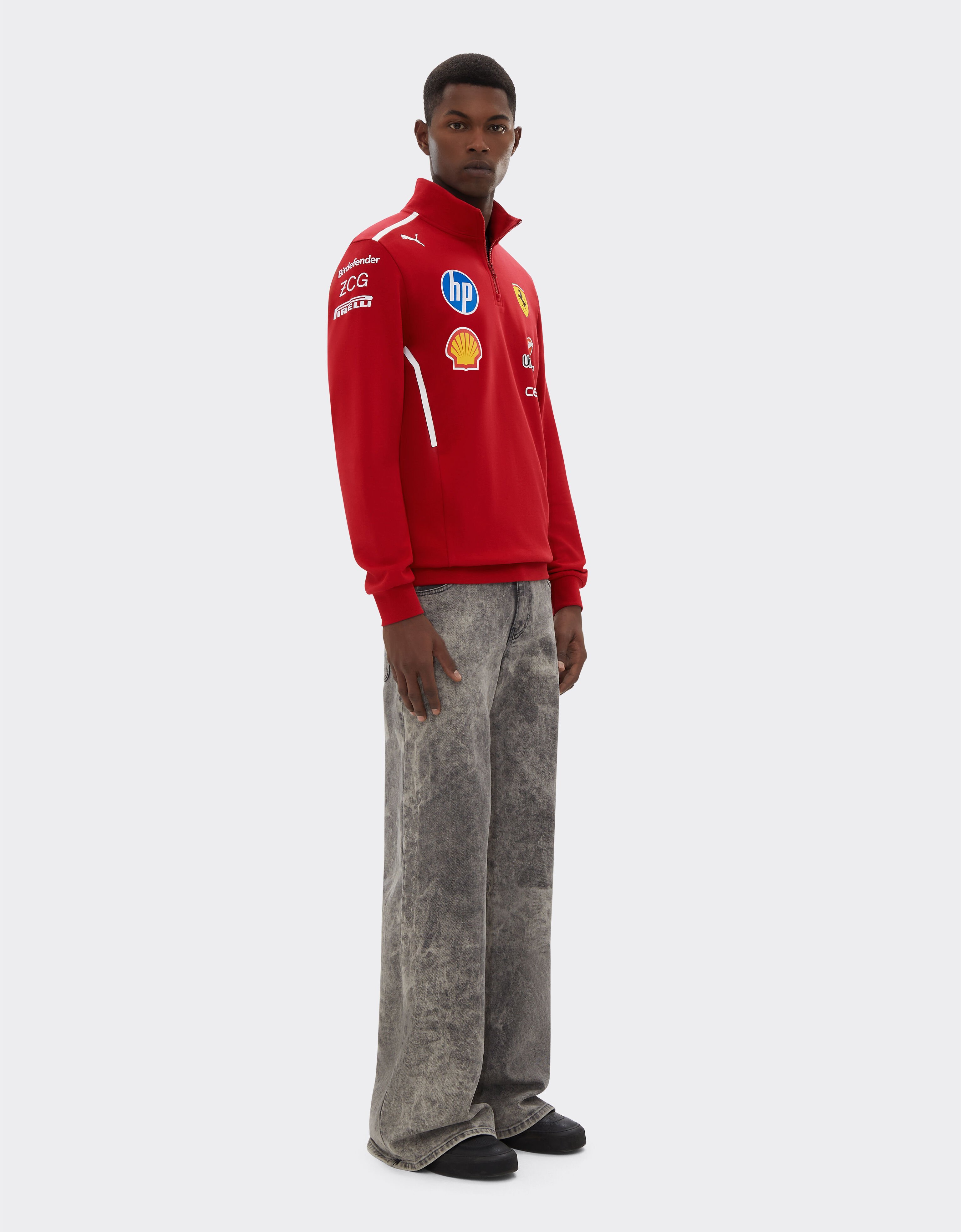 Ferrari 2025 Felpa con zip Team Puma per Scuderia Ferrari HP Cherry LA022f