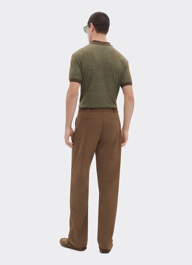 Ferrari Linen, cashmere, and silk polo shirt Khaki Green 50115f