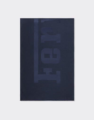 Ferrari Wool and silk scarf with Ferrari logo Navy 22718f