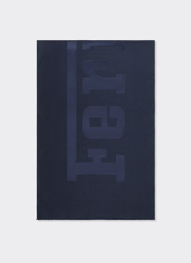 Ferrari Wool and silk scarf with Ferrari logo Navy 22718f